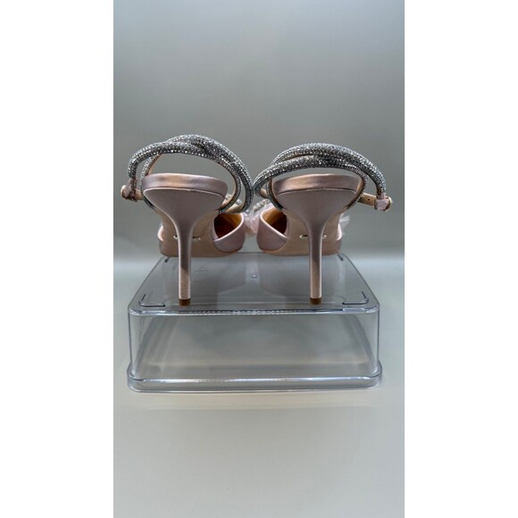 Badgley Mischka Womens Satin Crystal Bow Ankle Strap Heels Pink Size 7 - Picture 4 of 7